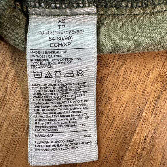 Gap Garment Dyed Shorts Drawstring High Waisted Cotton Pull On Extra Small Green - Picture 9 of 12